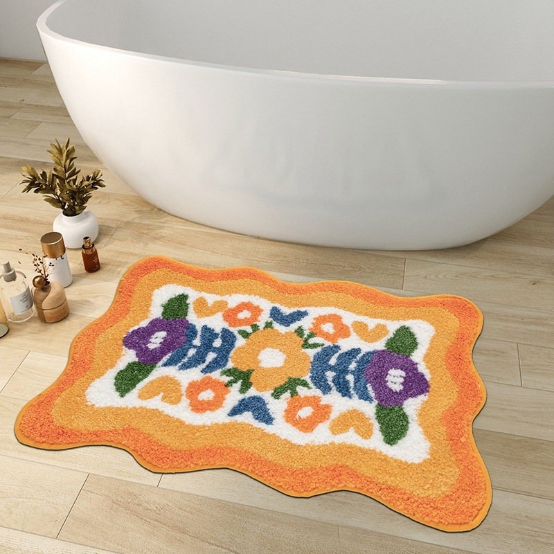 FLORACUSH – Tappetino da Bagno Floreale Morbido con Retro Antiscivolo