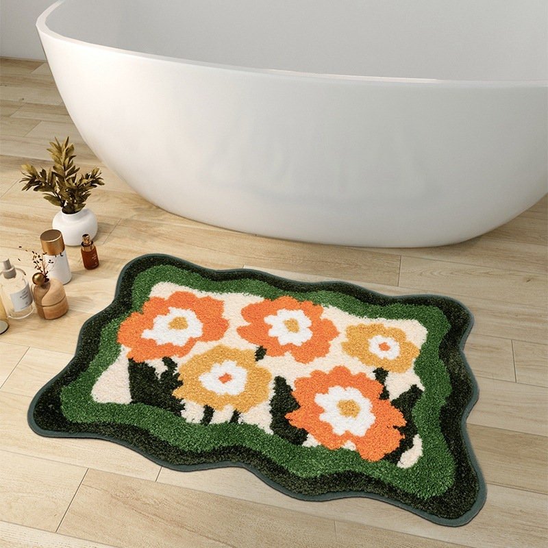FLORACUSH – Tappetino da Bagno Floreale Morbido con Retro Antiscivolo