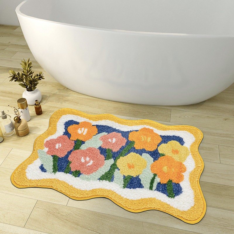 FLORACUSH – Tappetino da Bagno Floreale Morbido con Retro Antiscivolo