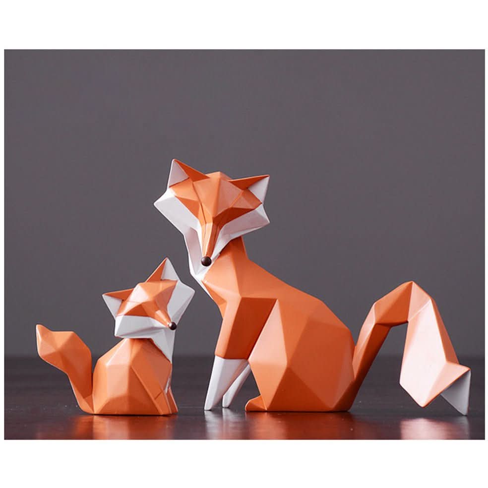 Figurina di Volpe Geometrica – Scultura Moderna in Resina