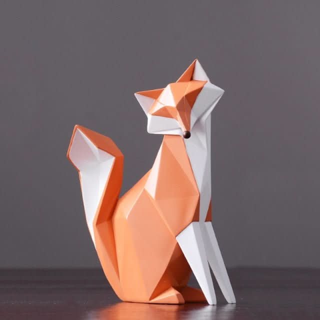 Figurina di Volpe Geometrica – Scultura Moderna in Resina