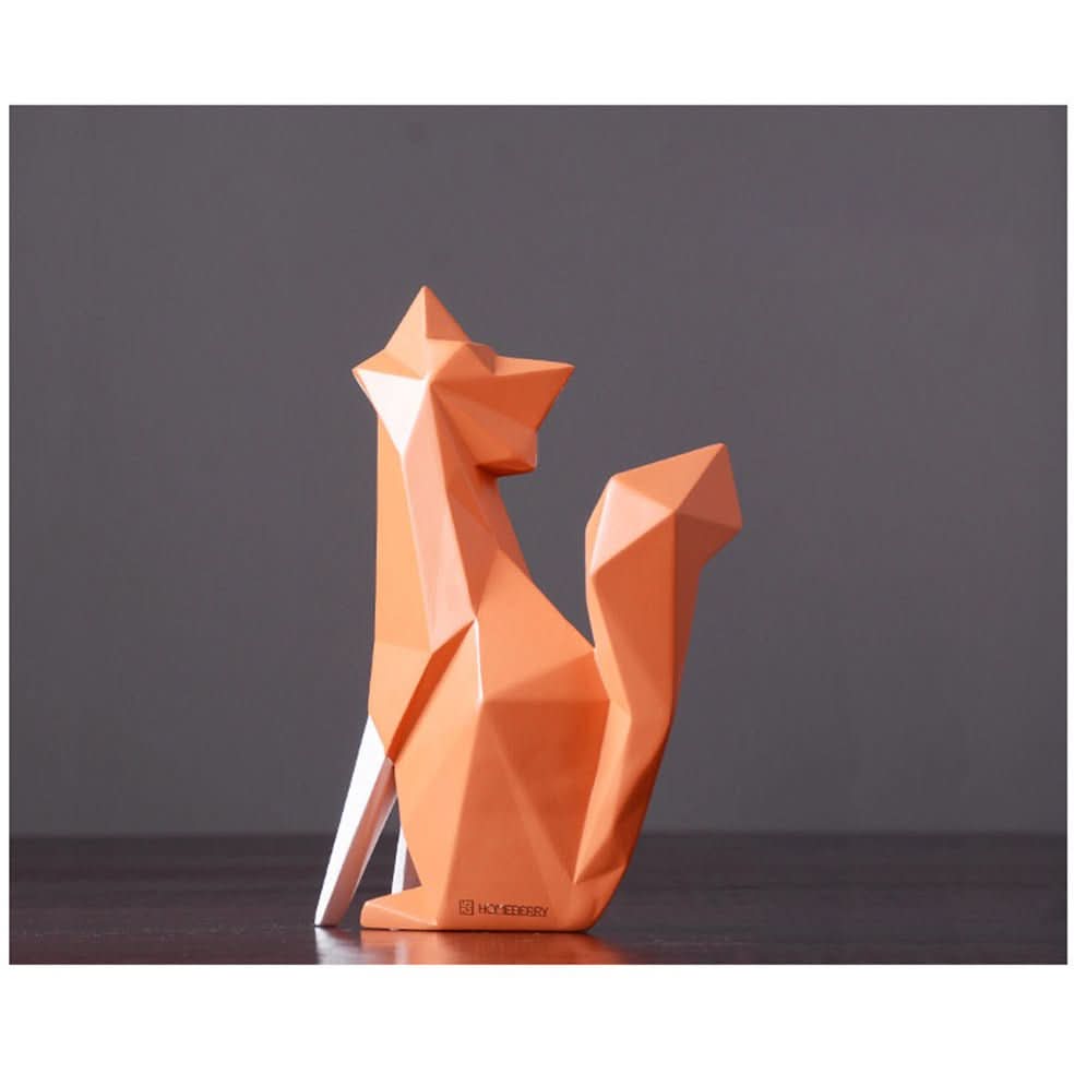 Figurina di Volpe Geometrica – Scultura Moderna in Resina