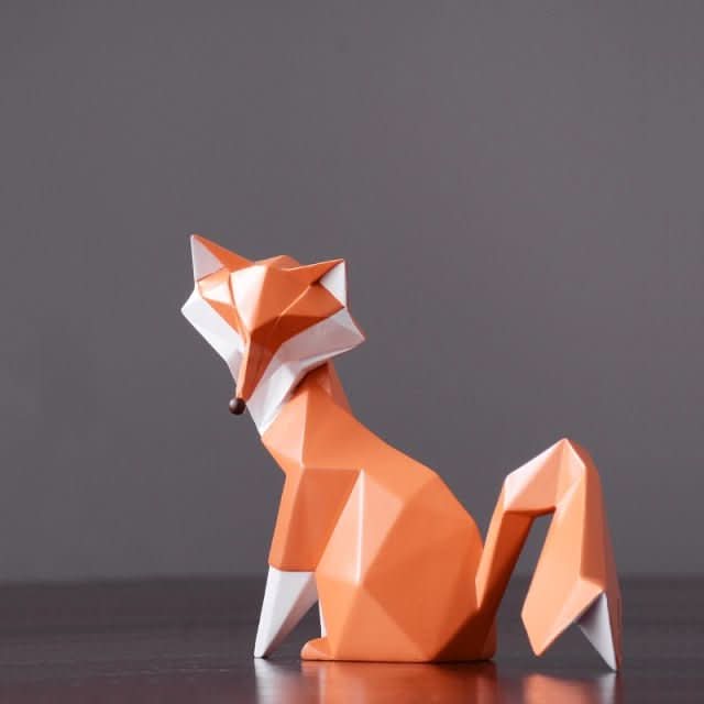 Figurina di Volpe Geometrica – Scultura Moderna in Resina