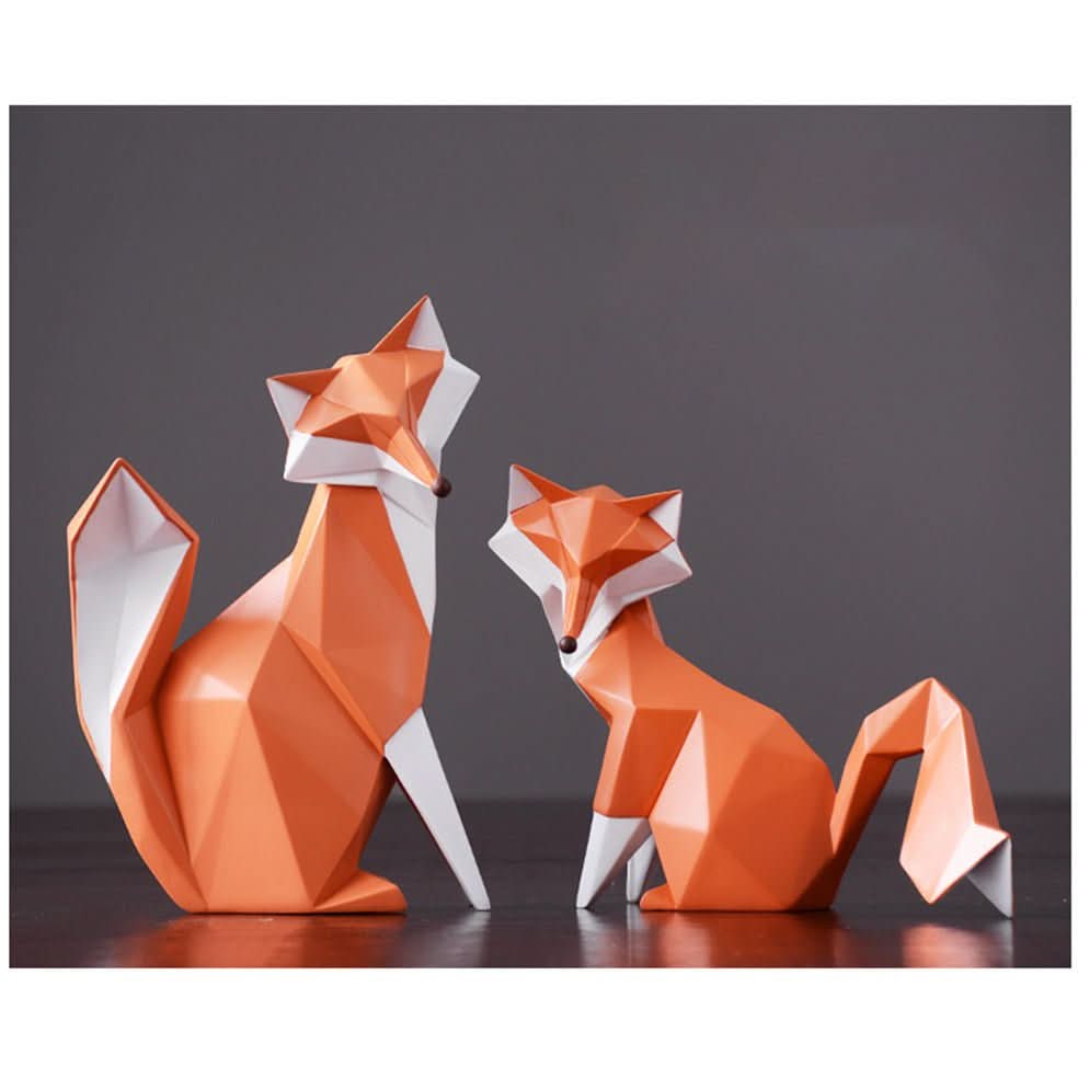 Figurina di Volpe Geometrica – Scultura Moderna in Resina