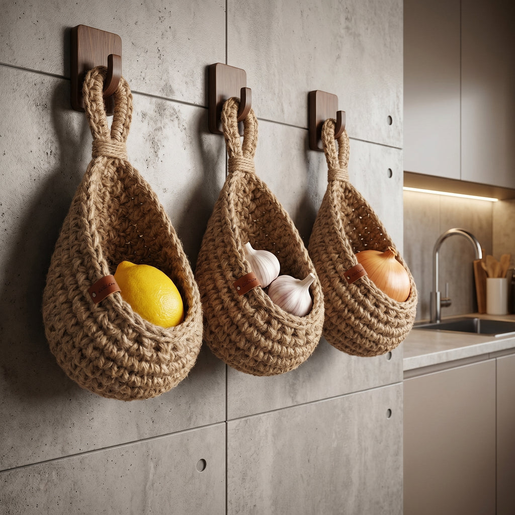 Cesto a muro intrecciato per frutta e verdura