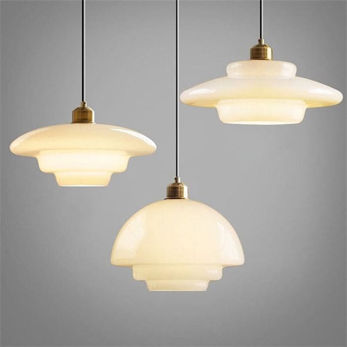 Lampada a Sospensione in Vetro Bianco – Lampada Pendente in Stile Mid-Century Modern