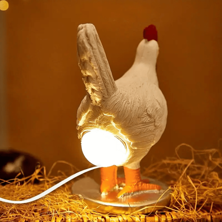 Lampada da tavolo a forma di pollo con luce LED integrata e base stabile