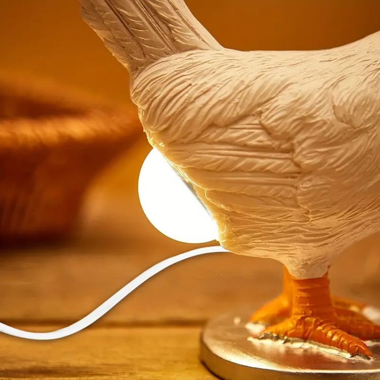 Lampada da tavolo a forma di pollo con luce LED integrata e base stabile