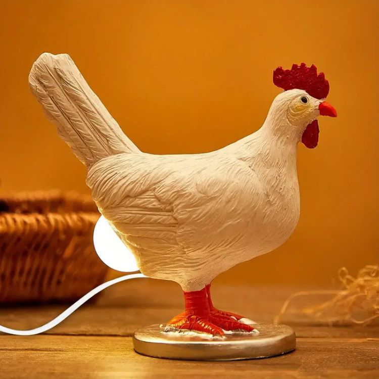 Lampada da tavolo a forma di pollo con luce LED integrata e base stabile