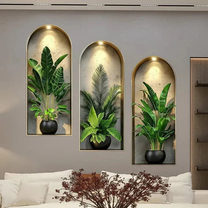 GREENVUE – Adesivi Murali 3D di Piante Realistici per un Decorazione Domestica Senza Sforzo