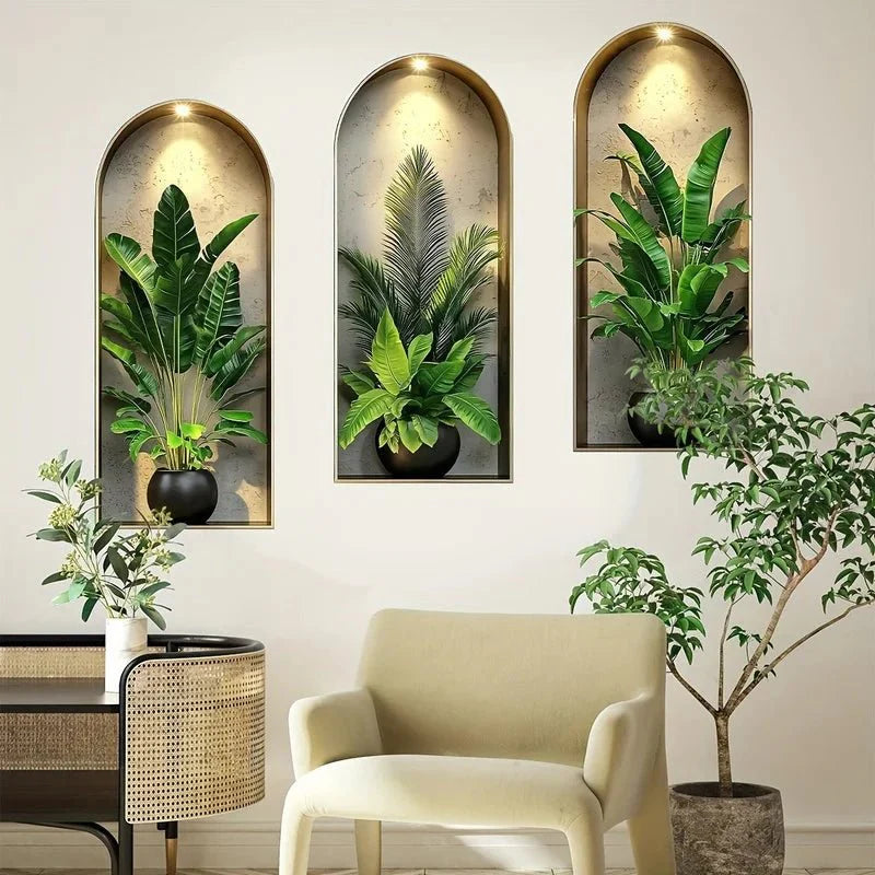 GREENVUE – Adesivi Murali 3D di Piante Realistici per un Decorazione Domestica Senza Sforzo