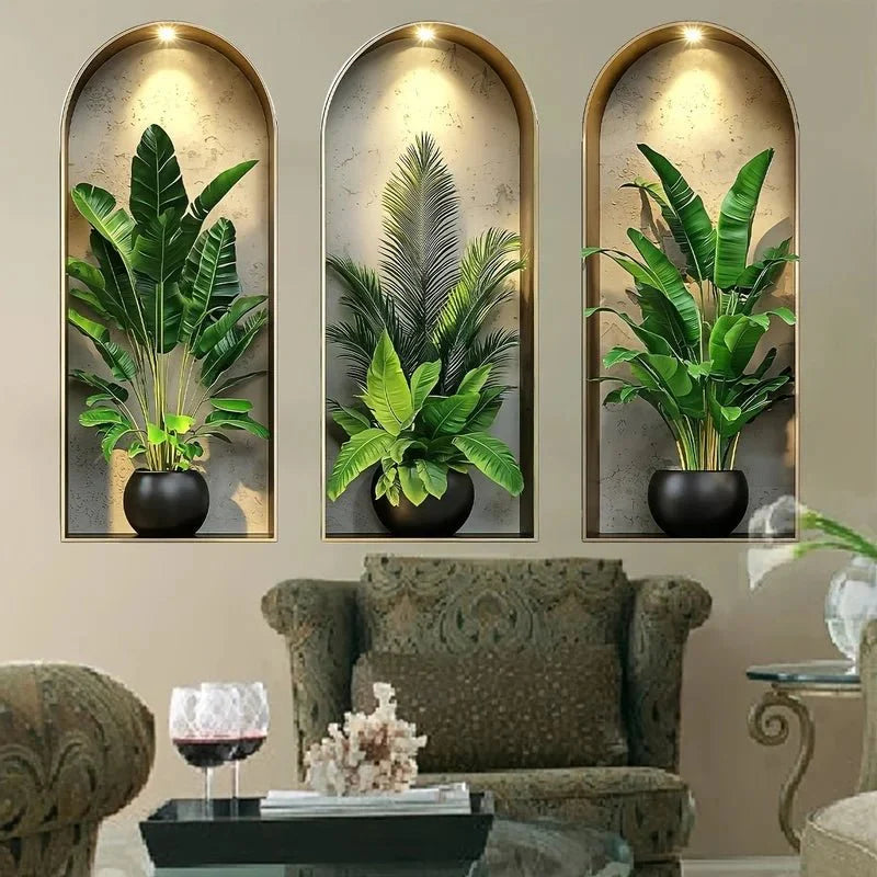 GREENVUE – Adesivi Murali 3D di Piante Realistici per un Decorazione Domestica Senza Sforzo