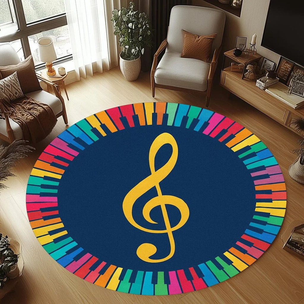 GUITARWAVE – Tappeto per Chitarra in Flanella Tondo, Antiscivolo e Lavabile in Lavatrice per Stanza dei Bambini