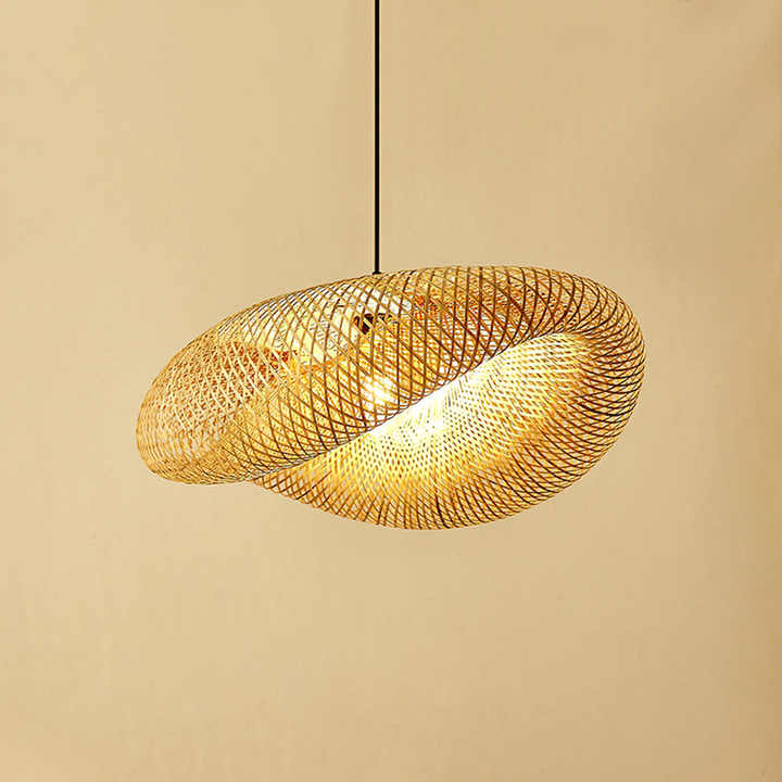 Handcrafted Bamboo Pendant Light with Wicker Rattan Shade