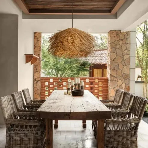 Lampada a Sospensione in Rattan Fatta a Mano per un Atmosfera Calda e Naturale in Casa