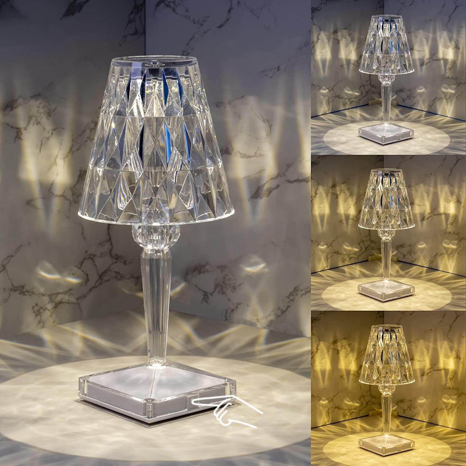 CrystaLamp - Lampada da tavolo LED in cristallo di diamante