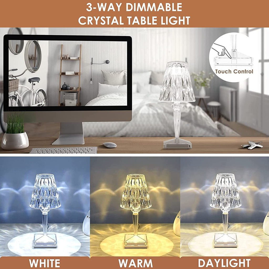 CrystaLamp - Lampada da tavolo LED in cristallo di diamante