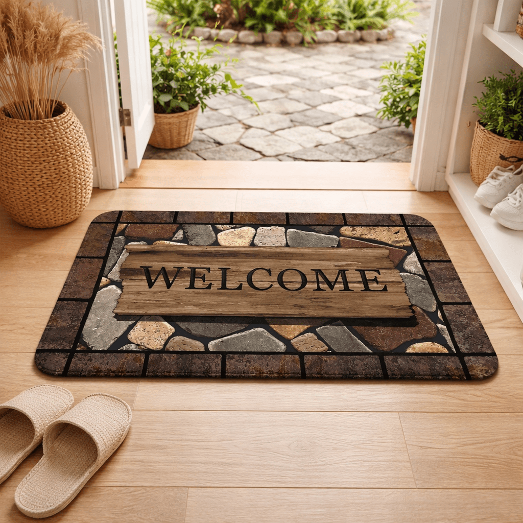 HOMEGREET – Tappetino Antiscivolo con Fiori e Lettere