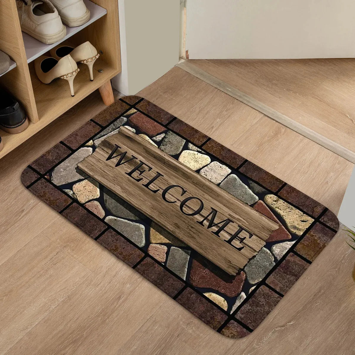 HOMEGREET – Tappetino Antiscivolo con Fiori e Lettere