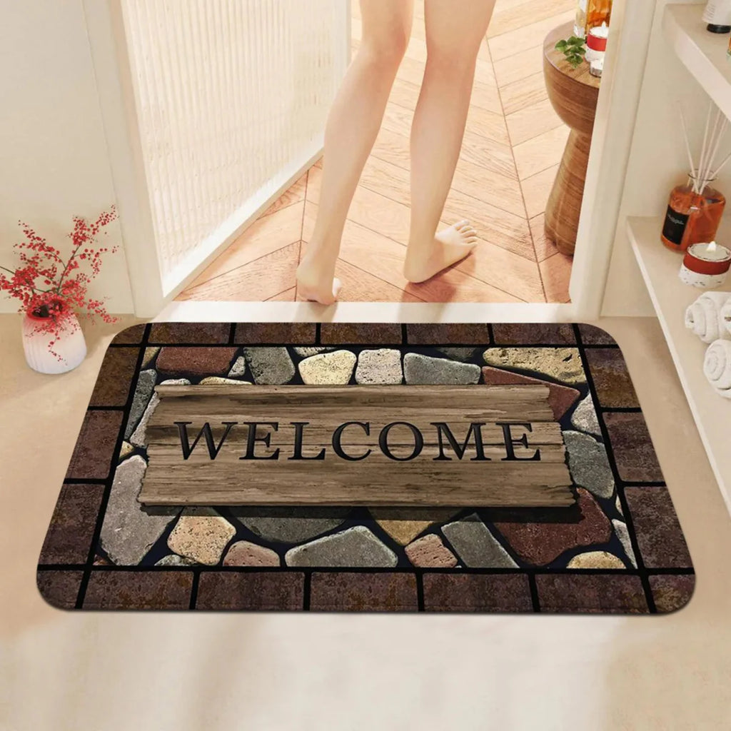HOMEGREET – Tappetino Antiscivolo con Fiori e Lettere