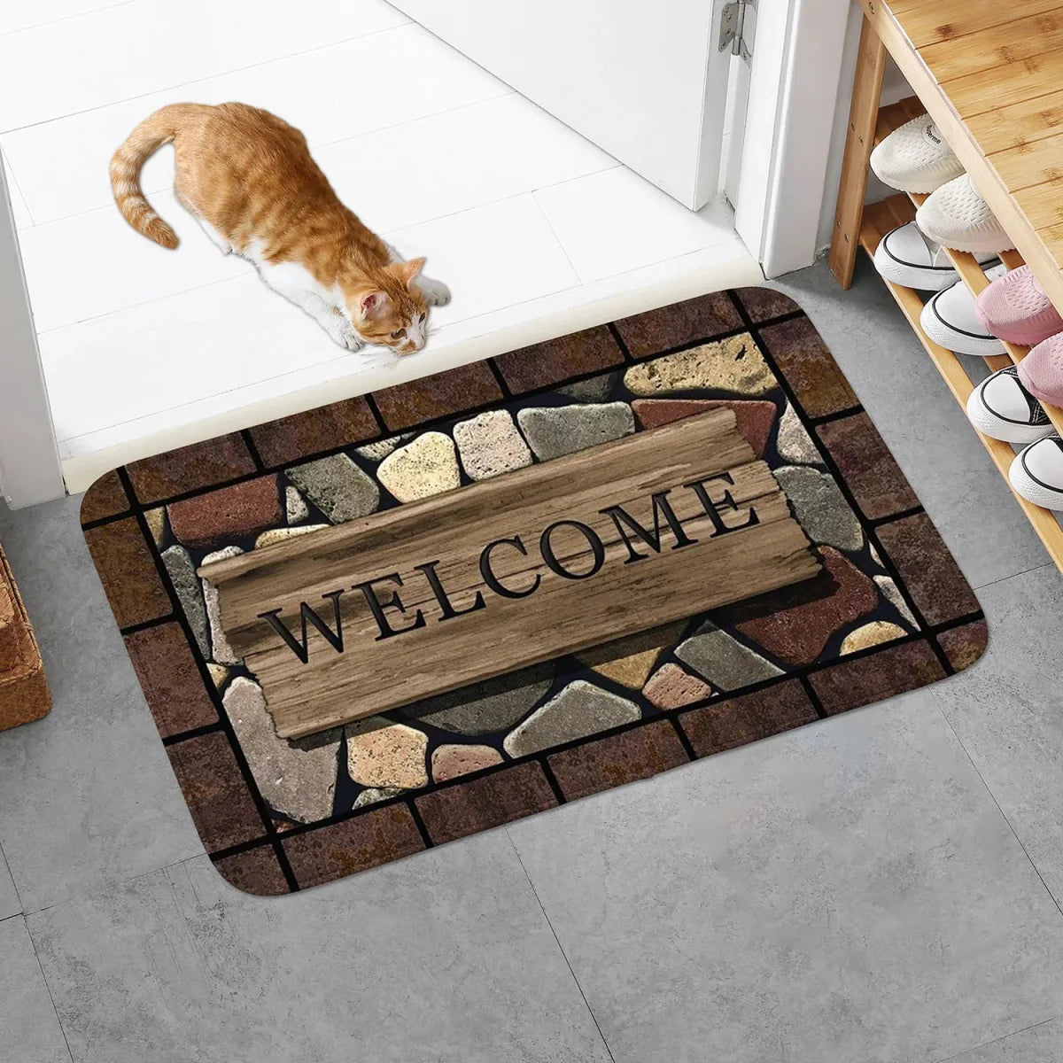 HOMEGREET – Tappetino Antiscivolo con Fiori e Lettere