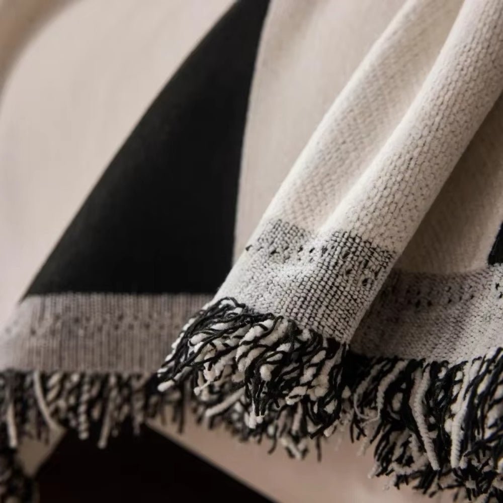 Seravelle | Copertura per Divano in Chenille Tessuto Reversibile con Frange per Uso in Soggiorno e Camera da Letto