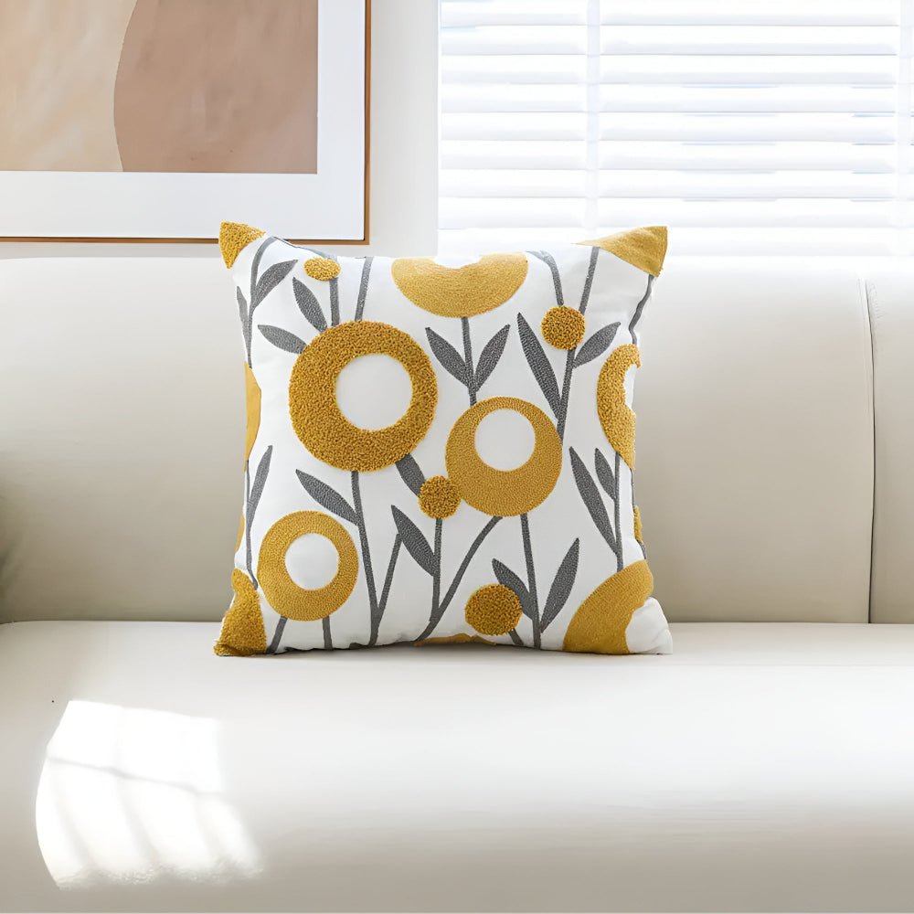 Kolo | Fodera per Cuscino in Microfibra Ricamata a Fiori con Zip Discreta per Divano, Letto e Poltrona