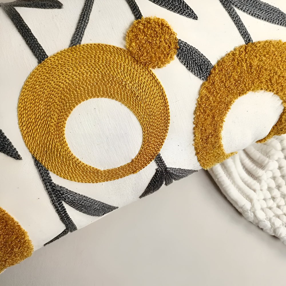 Kolo | Fodera per Cuscino in Microfibra Ricamata a Fiori con Zip Discreta per Divano, Letto e Poltrona
