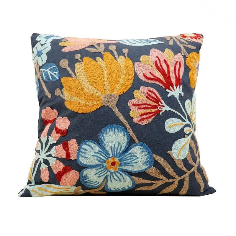 Somi | Copricuscino Ricamato in Cotone Canvas per Divano, Letto e Poltrona
