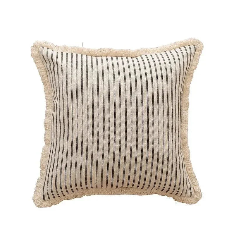 Meli | Copricuscino Jacquard con Bordo Arricciato Bianco in Misto Cotone per Divano, Letto e Poltrona
