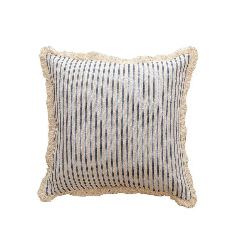 Meli | Copricuscino Jacquard con Bordo Arricciato Bianco in Misto Cotone per Divano, Letto e Poltrona
