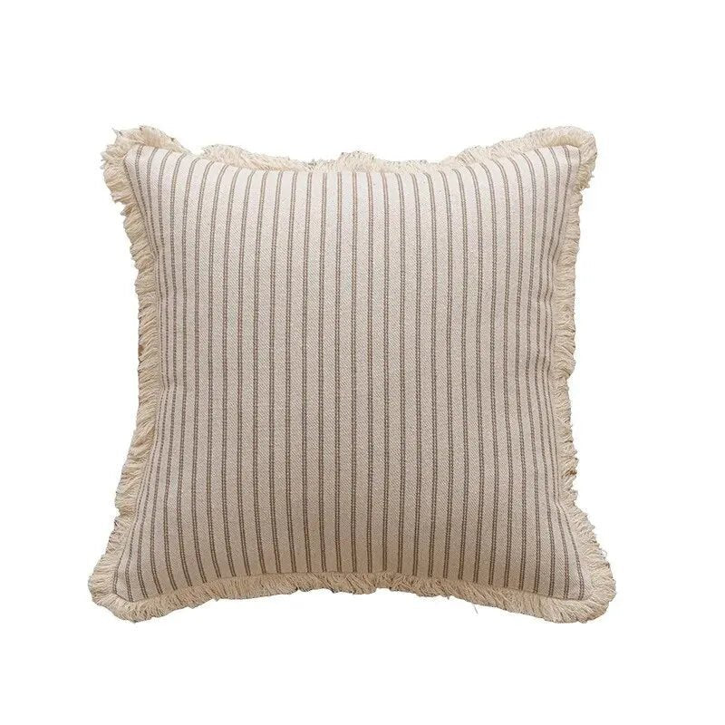 Meli | Copricuscino Jacquard con Bordo Arricciato Bianco in Misto Cotone per Divano, Letto e Poltrona