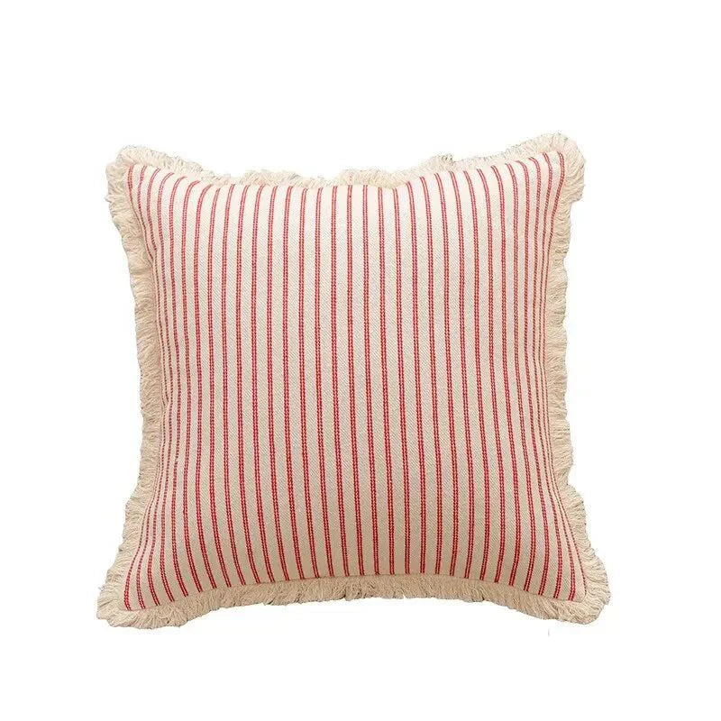 Meli | Copricuscino Jacquard con Bordo Arricciato Bianco in Misto Cotone per Divano, Letto e Poltrona