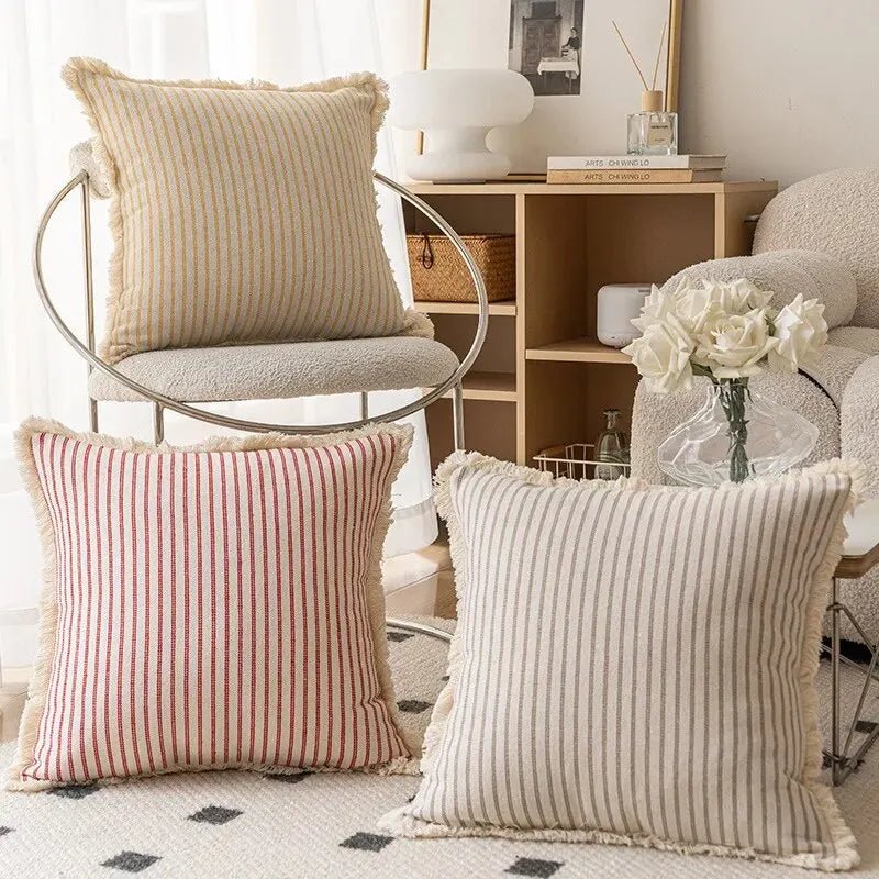 Meli | Copricuscino Jacquard con Bordo Arricciato Bianco in Misto Cotone per Divano, Letto e Poltrona