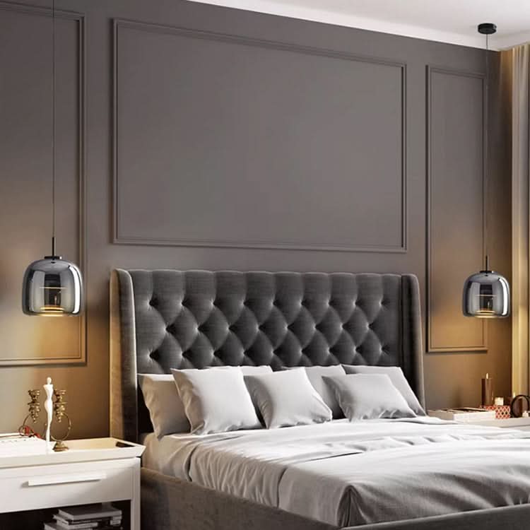 Lampada a Sospensione in Vetro Nero Nordico con LED