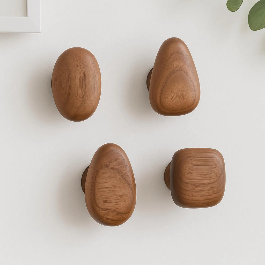 Set di Ganci da Parete in Legno Forma Rotonda Ganci da Cappotto Montati a Muro