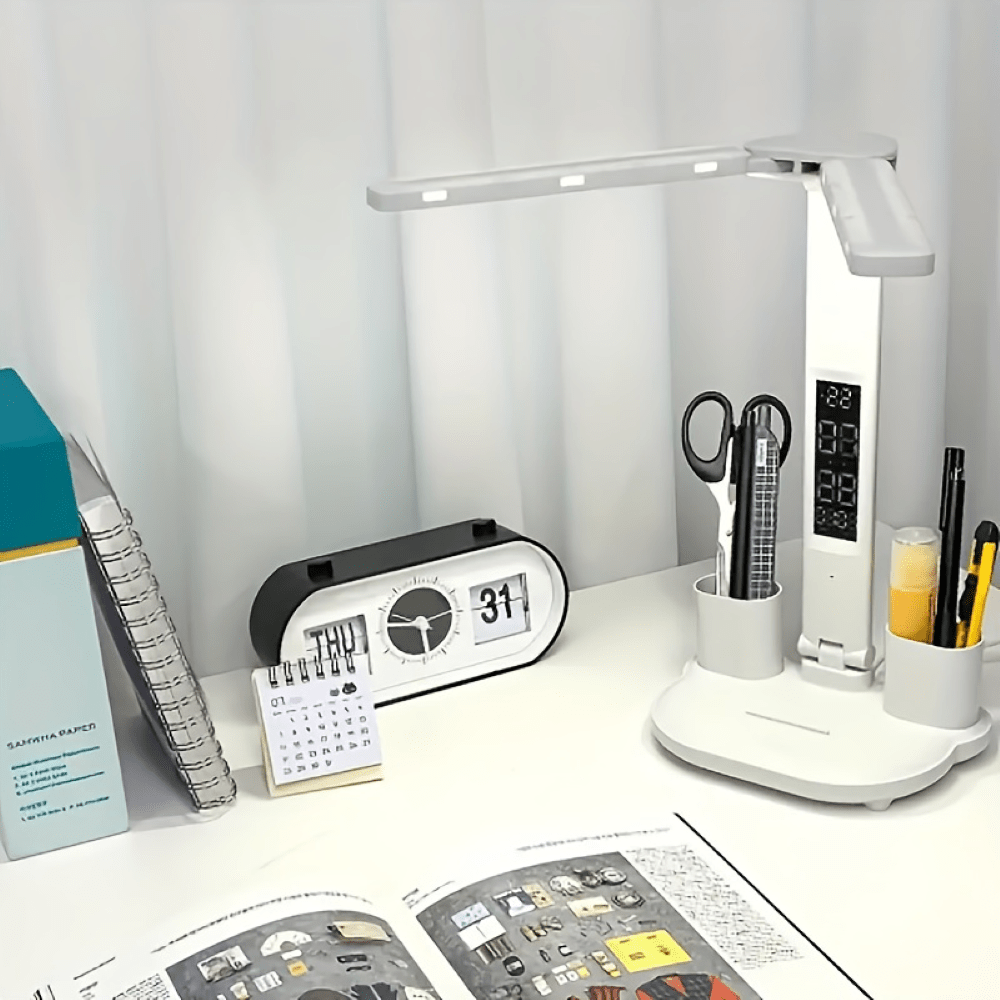 ILLUMAX – Lampada da scrivania LED a doppia testa versatile con sensore touch e alimentazione USB