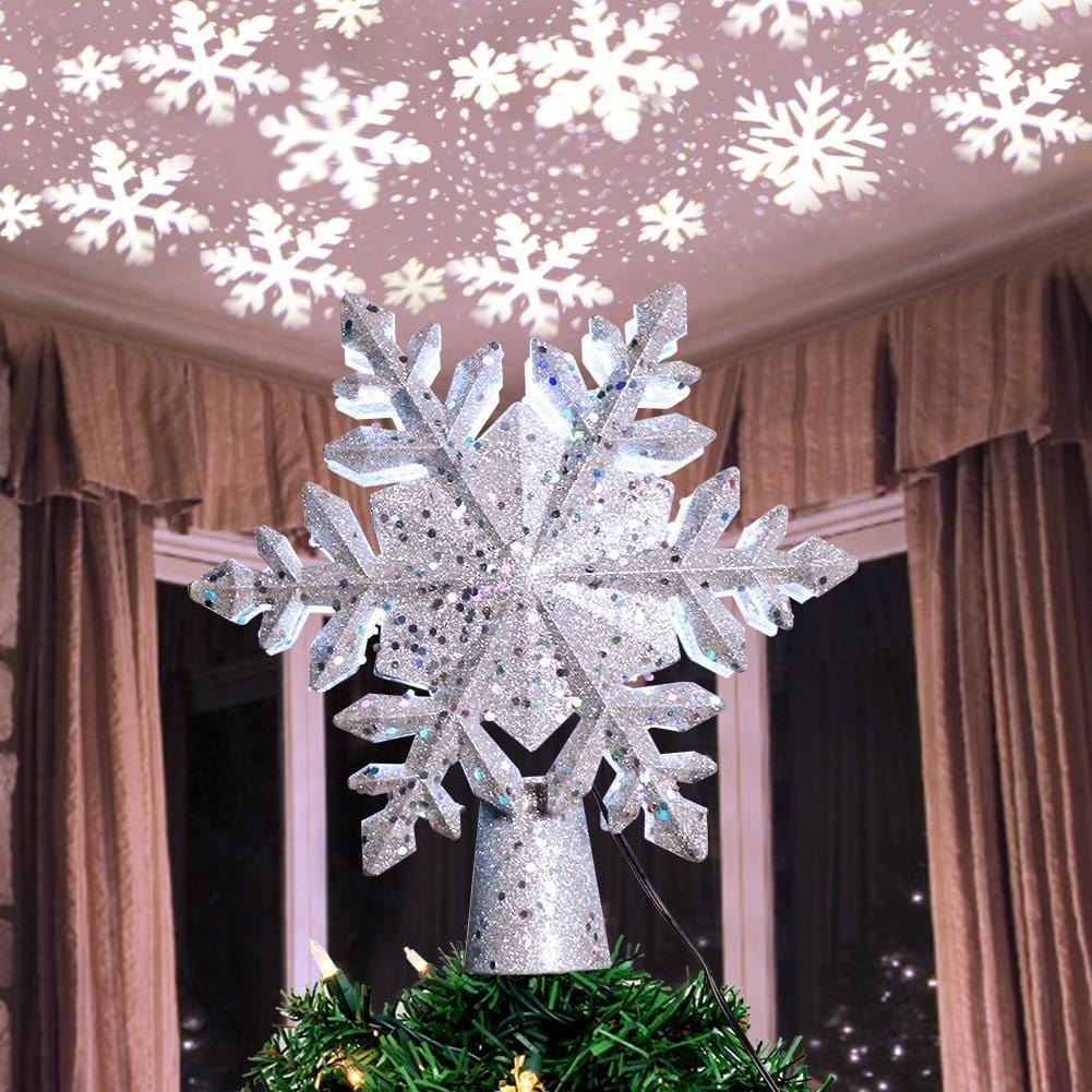 LED Fiocco di Neve Punta per Albero di Natale | Luce Magica ed Effetto Rotante | PVC