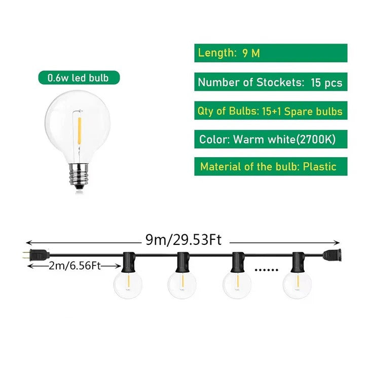Catena luminosa LED da esterno per casa e eventi