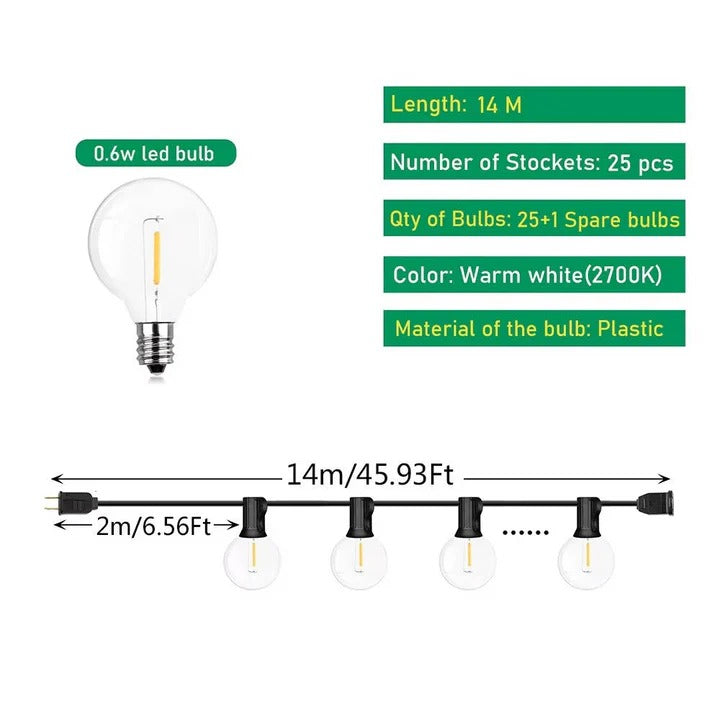 Catena luminosa LED da esterno per casa e eventi