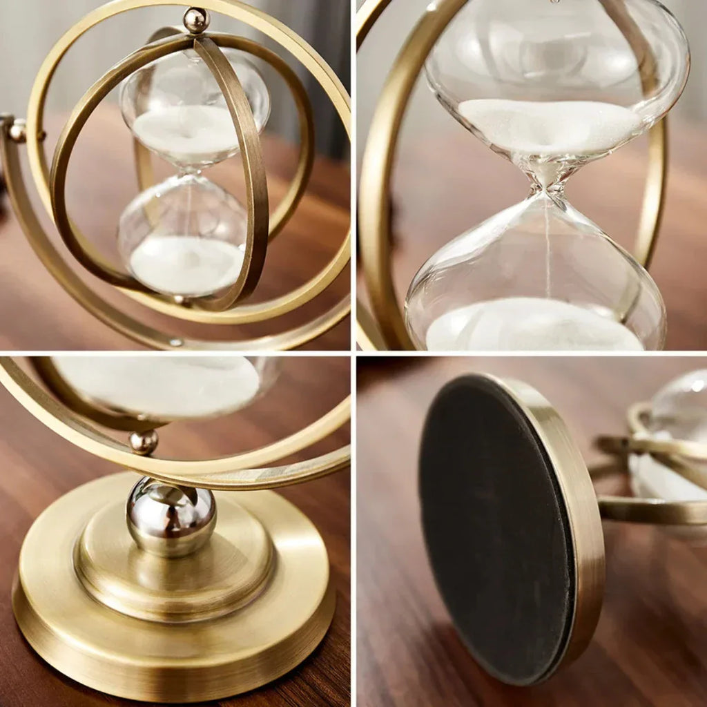 Timer di Sabbia a Clessidra di Lusso con Cornice in Metallo Elegante