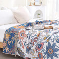 Veldry | Coperta in Cotone con Motivo Floreale Jacquard e Frange per Decorare il Soggiorno e la Camera da Letto