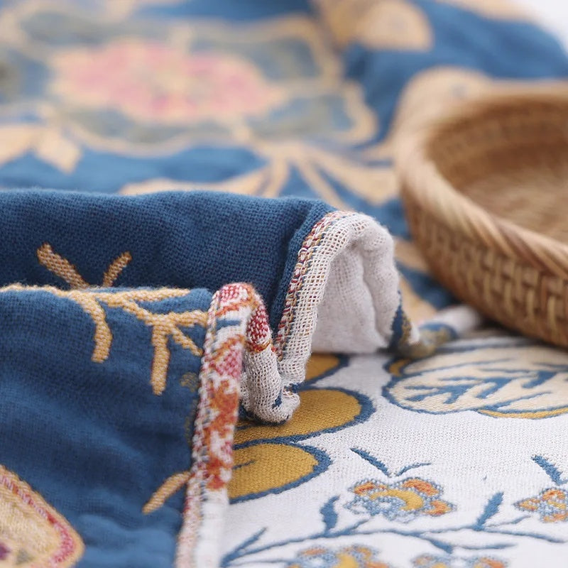 Coperta Rustica Artistica Flora | Coperta in Cotone 100% Floreale