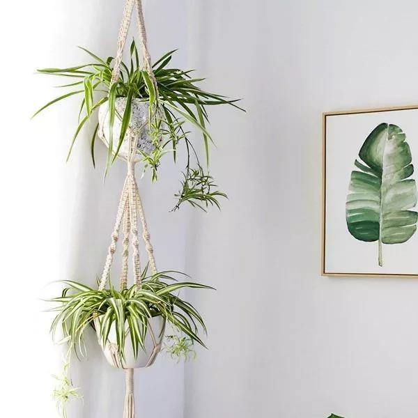 Set di portapiante in macramè Boho fatto a mano a 4 bracci