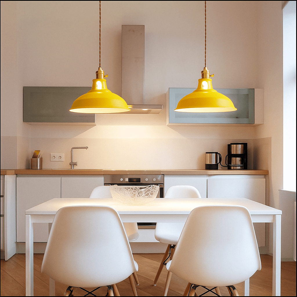 Lampada a sospensione industriale in design dome colorato