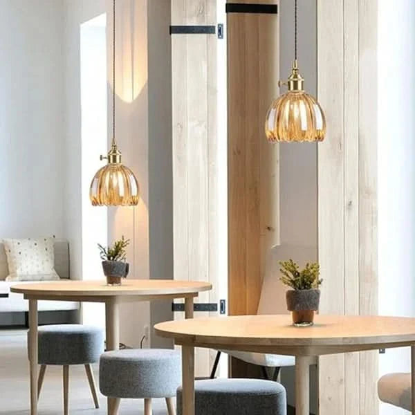 Lampada a Sospensione con Fiore di Vetro – Stile Giapponese