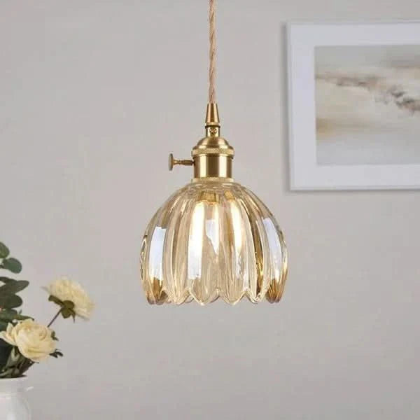 Lampada a Sospensione con Fiore di Vetro – Stile Giapponese