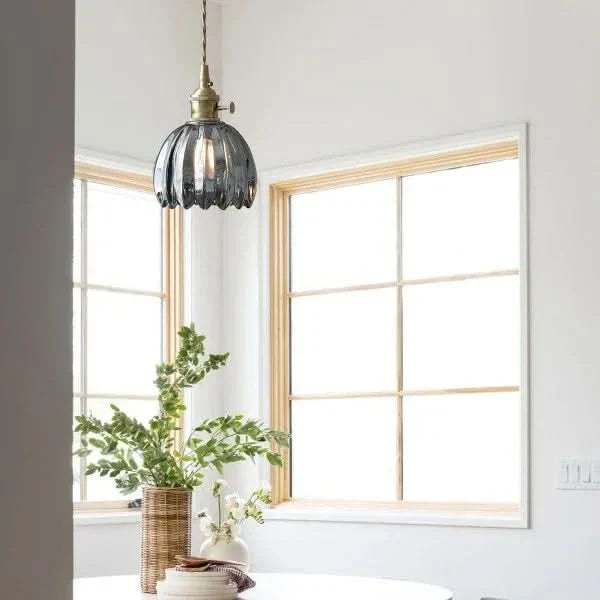 Lampada a sospensione in vetro a forma di fiore – Stile giapponese