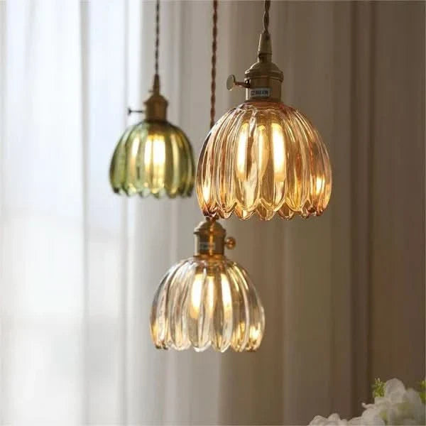 Lampada a Sospensione con Fiore di Vetro – Stile Giapponese