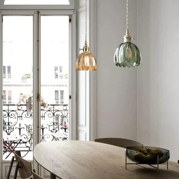 Lampada a sospensione in vetro a forma di fiore – Stile giapponese